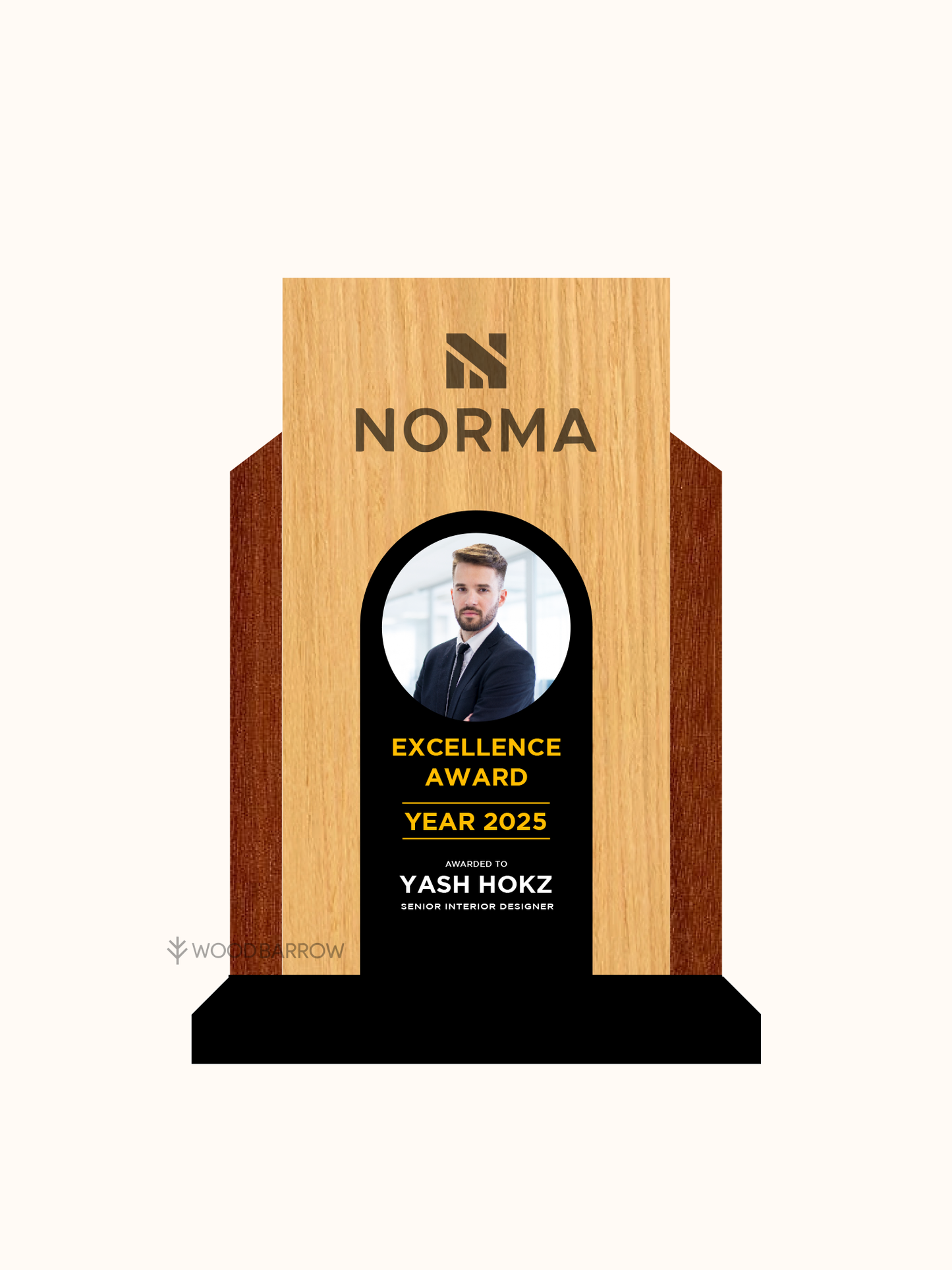 Customized Wooden Award Trophy – Outstanding Enterprise Honor