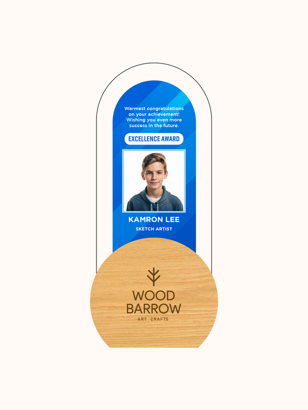 Customized Wooden Acrylic Photo Excellence Trophy – Premium Hospitality Recognition Award
