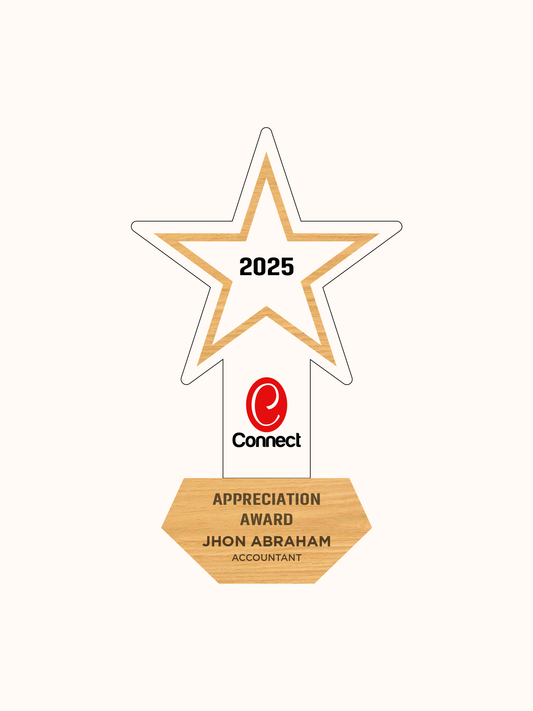 Customized Acrylic & Wood Award Trophy – Outstanding Enterprise Honor