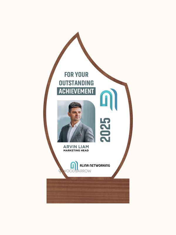 Customized Wooden Acrylic Photo Trophy – Elegant Recognition Award for Hospitality Excellence