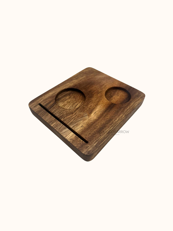 Wooden Cup Tray with 2 Sections