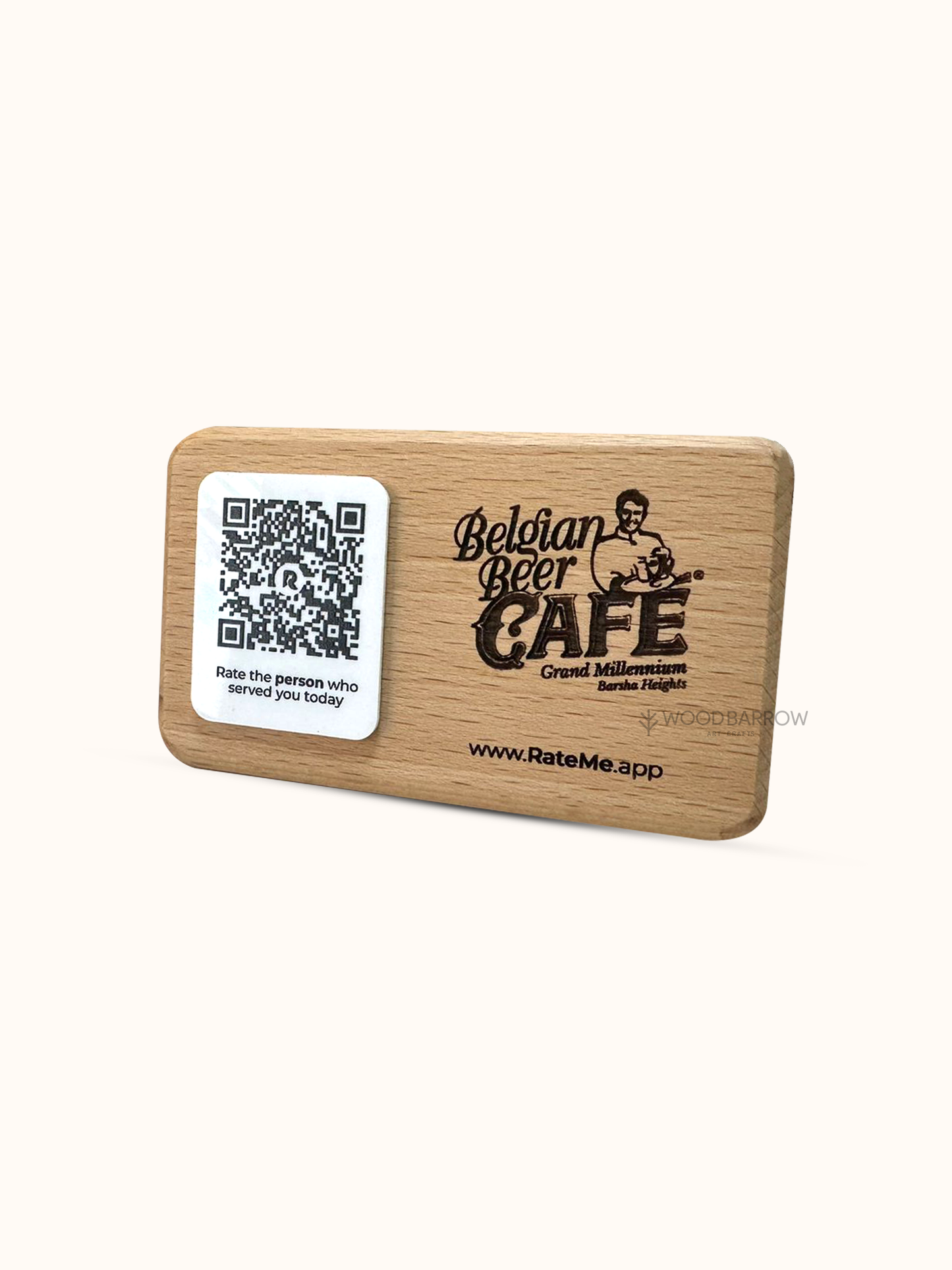 Wooden Horizontal Table Stand with QR Code Sign