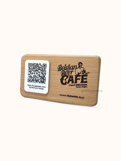 Wooden Horizontal Table Stand with QR Code Sign