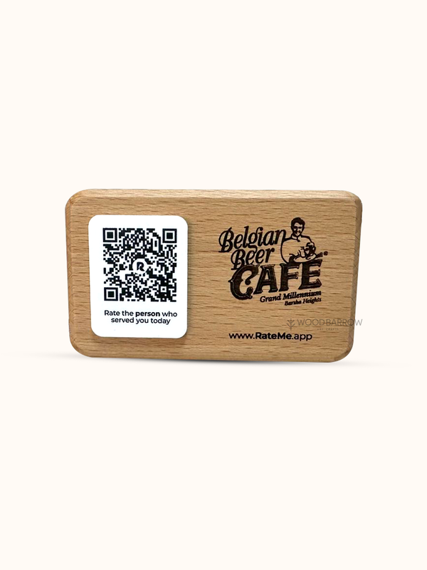 Wooden Horizontal Table Stand with QR Code Sign