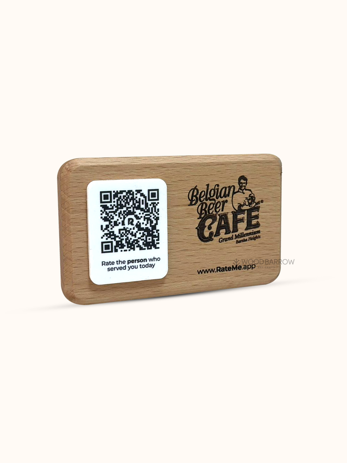 Wooden Horizontal Table Stand with QR Code Sign