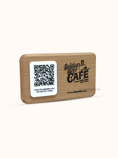Wooden Horizontal Table Stand with QR Code Sign