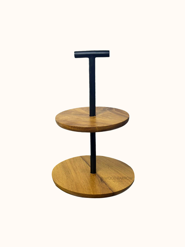 Rustic Wooden Tiered Serving Tray – Elegant Display for Desserts, Events & Hospitality Décor