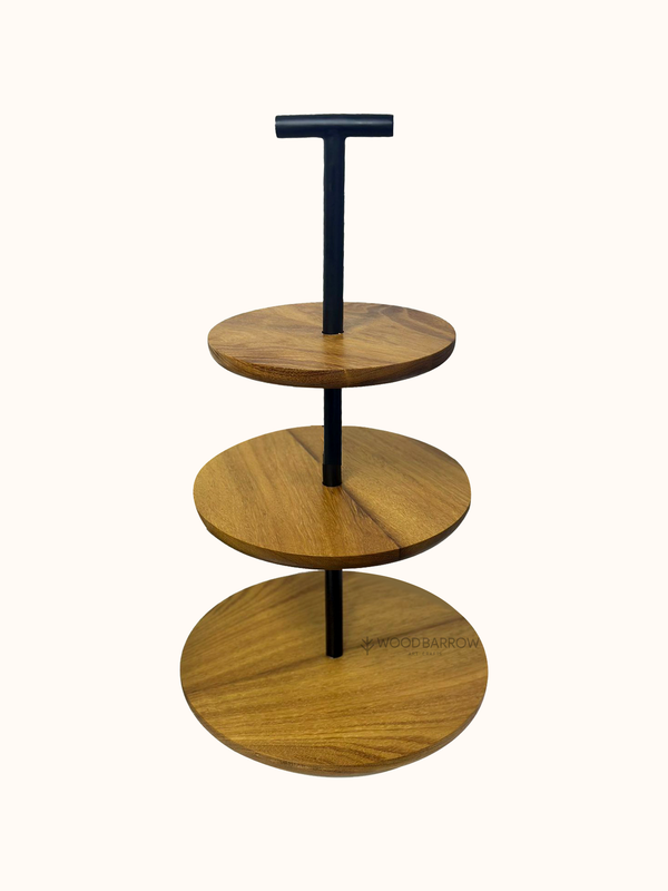 Rustic Wooden Tiered Serving Tray – Elegant Display for Desserts, Events & Hospitality Décor