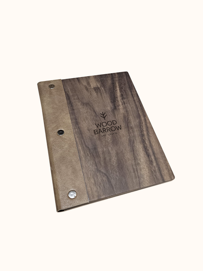 Personalized Wooden Menu Holder – Engraved Wooden Menu Folder with Customizable Options