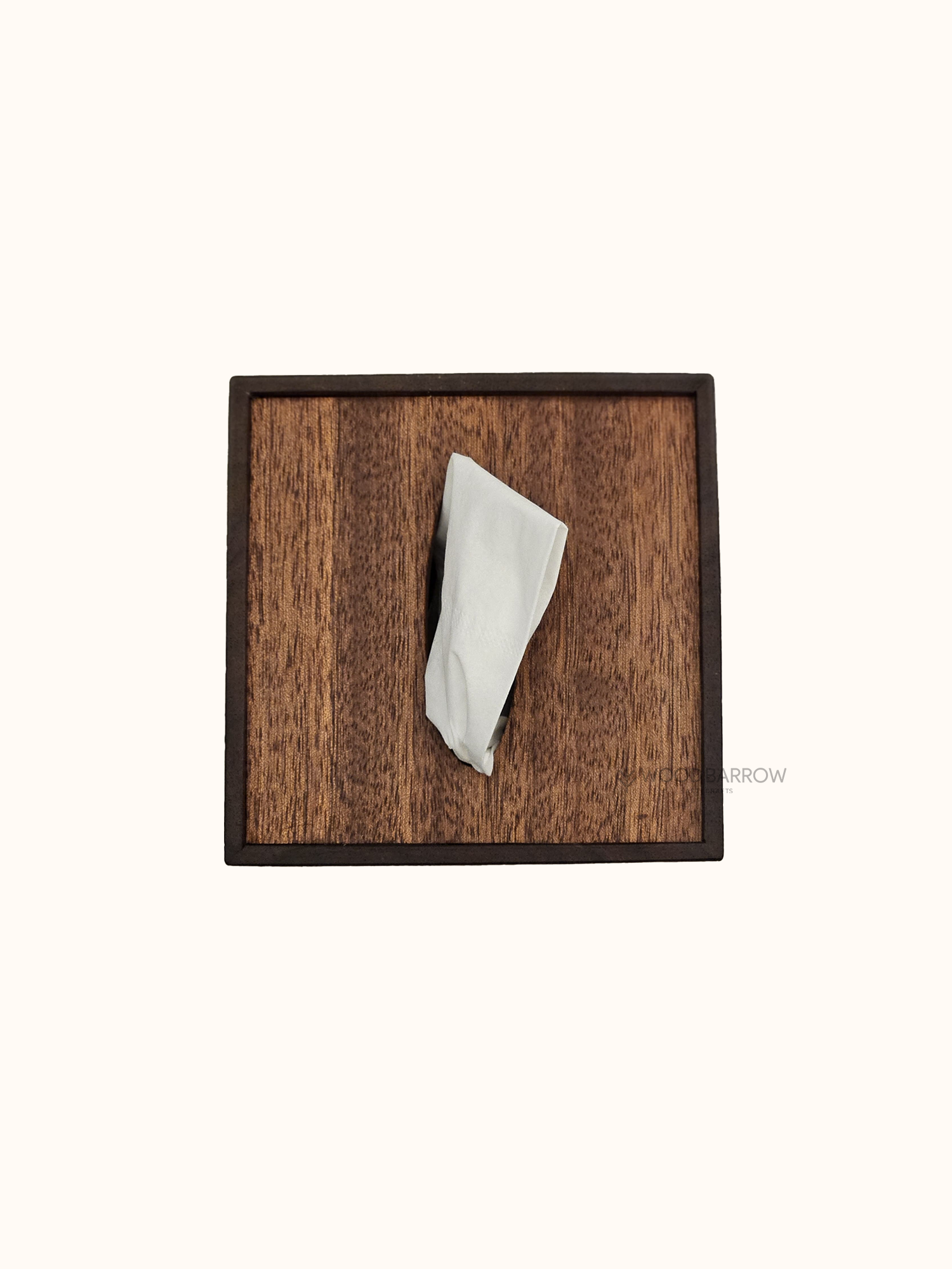 Handcrafted wooden tissue box holder with slide-out bottom, made from premium wood
