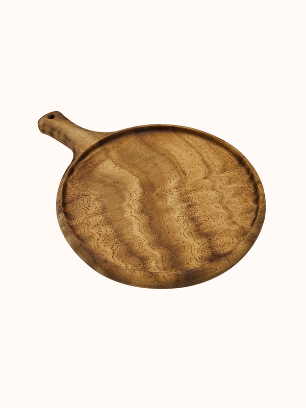 Wooden Round Chopping Board Cutting Serving Tray with Handle, Pizza Serving Tray