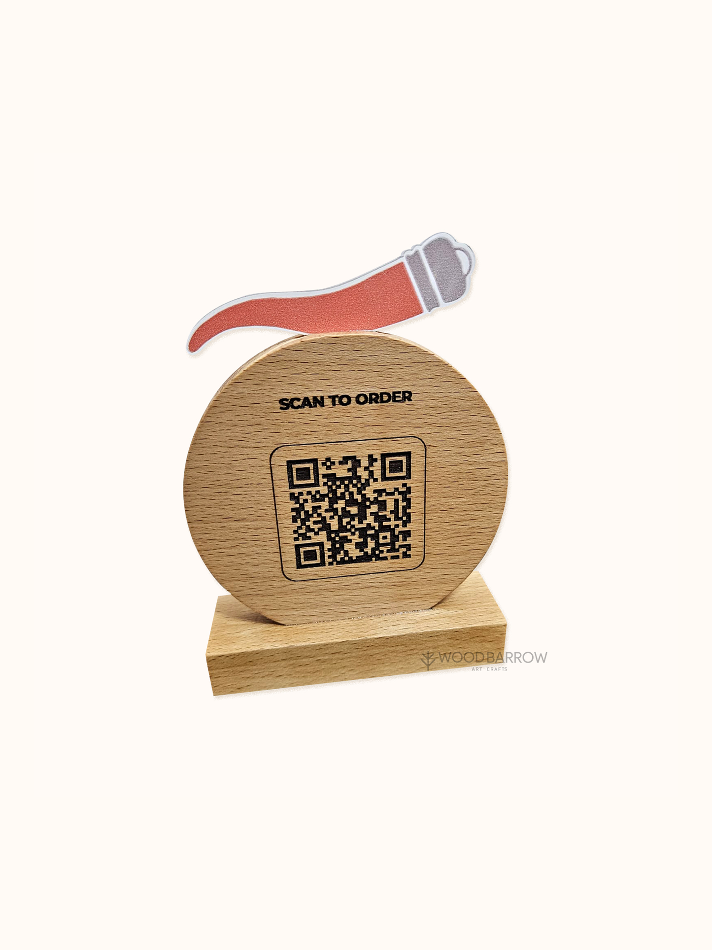 Custom Shaped Wooden QR Code Display Stand